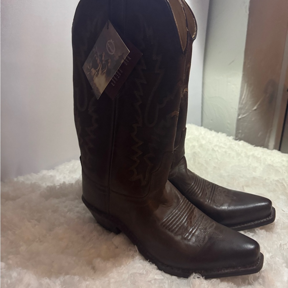 Old West Dark Brown Cowboy Boots